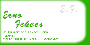 erno fekecs business card